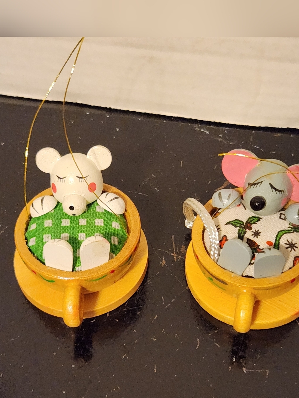 VTG Teacup Wood-Pets Ornaments Dakin Bear And A Mouse